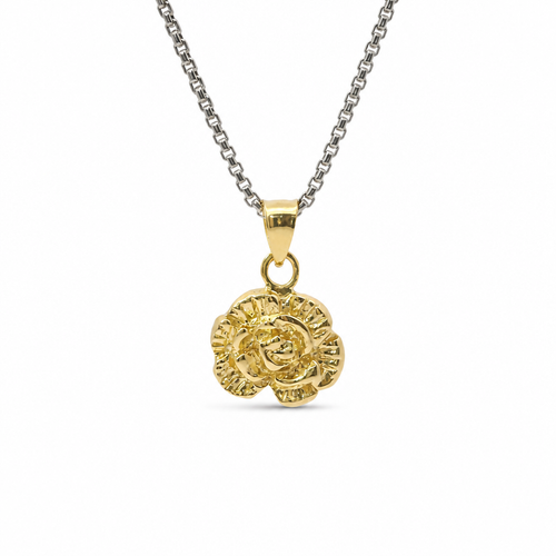 14KT Gold Charm Mini Rose with Plain Bell