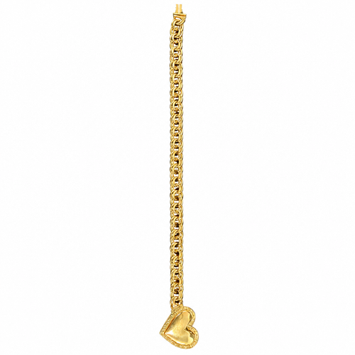 14KT Gold Bracelet Hollow Greek Chino Heart 1mm