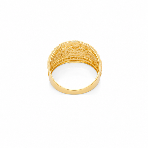 14KT Gold Ring Men's Two Tone Last Supper Nugget Border