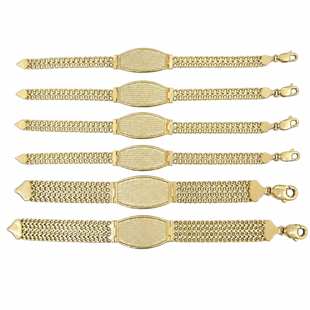 14KT Gold Bracelet Hollow Petetillo Plain Name Plate 3.5mm