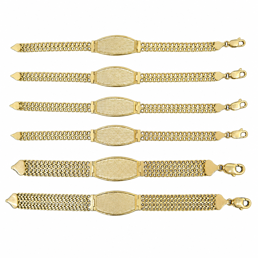 14KT Gold Bracelet Hollow Petetillo Plain Name Plate 13.5mm