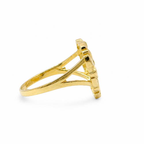 14KT Gold Ring Women's Large Nugget Heart Shape with Plain Split Band