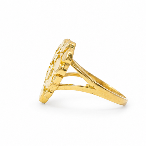 14KT Gold Ring Women's Large Nugget Heart Shape with Plain Split Band