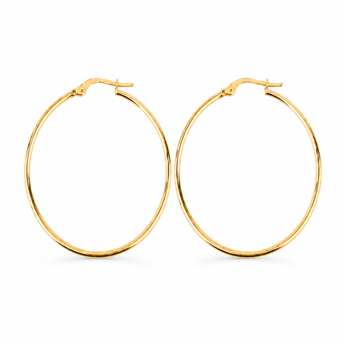 14KT Gold Earrings Hoops Round Plain Hollow Tube with Saddleback Hinge Closure Length 5mm