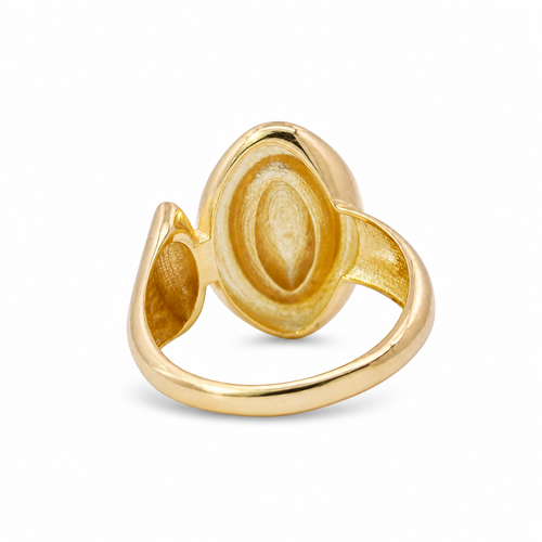 14KT Gold Ring Women's Bubble Marquise Shape with Bubble Marquise Border Next to Small Plain Marquise