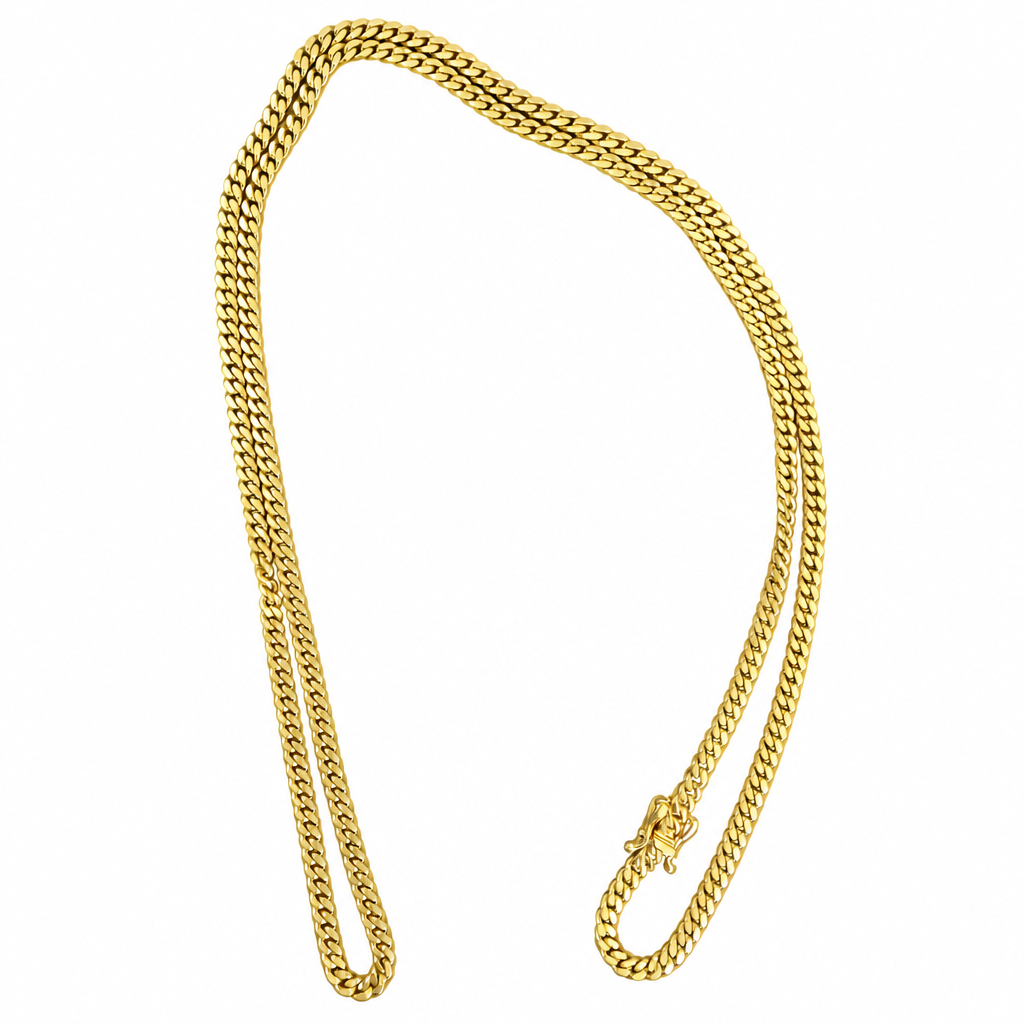 14KT Gold Chain Solid Cuban Link with Plain Clasp 1mm