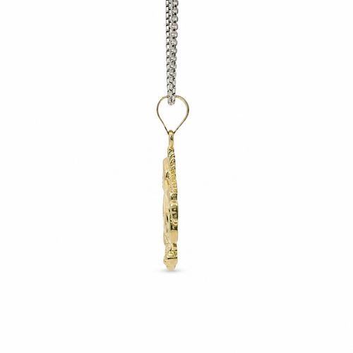 14KT Gold Charm Plain Diamond Cut Dragon with Plain Bell