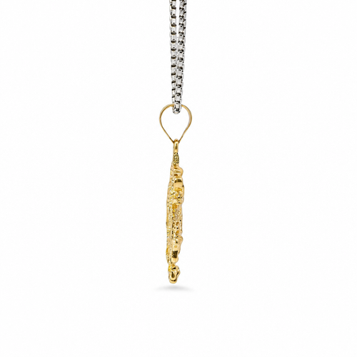 14KT Gold Charm Plain Diamond Cut Dragon with Plain Bell
