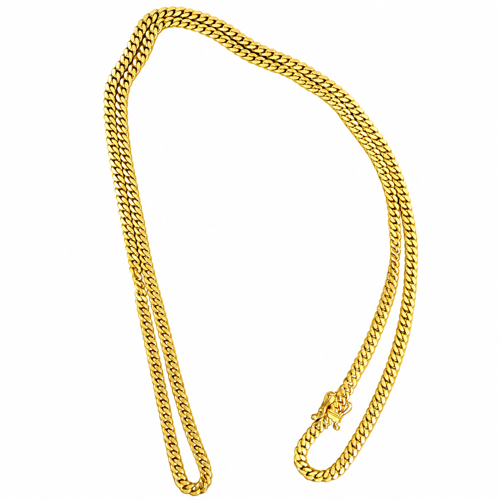 14KT Gold Chain Solid Cuban Link with Plain Clasp 3.5mm
