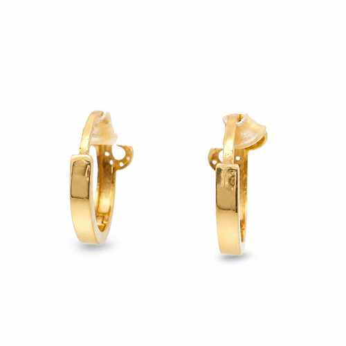 14KT Gold Earring Small White CZ Stones Infinity Loop Huggie