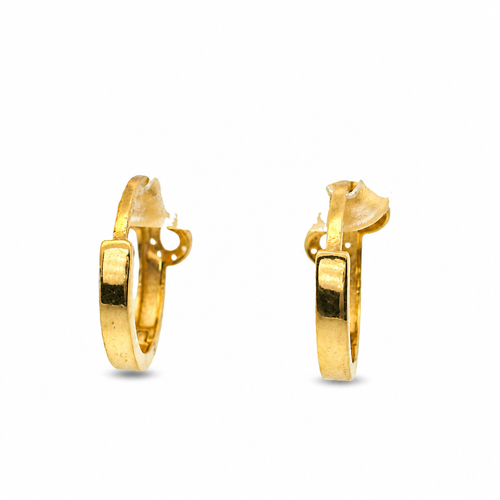 14KT Gold Earring Small White CZ Stones Infinity Loop Huggie