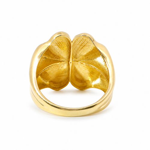 14KT Gold Ring Women's Four Leaf Clover Plain Band