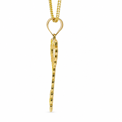 14KT Gold Charm Large Heart Skeleton Key with Plain Bell