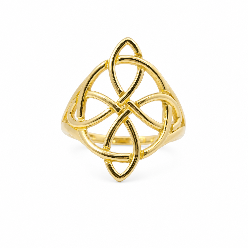 14KT Gold Ring Women's Celtic Knot with Open Split Band