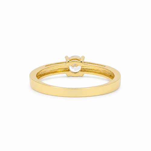 14KT Gold Ring Women's Double Halo 4 Prong White CZ Solitaire Plain Band Split Edge