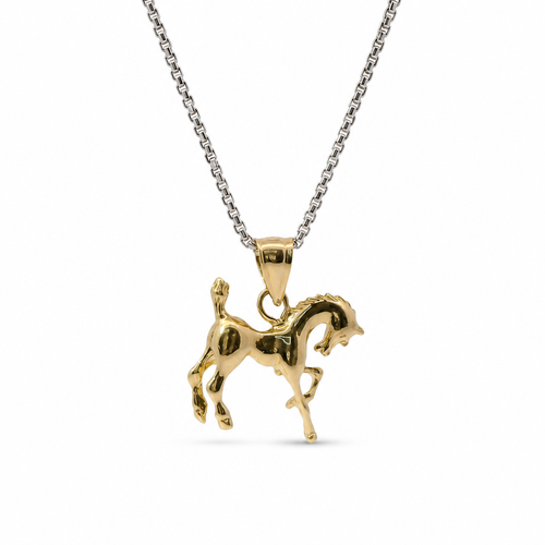 14KT Gold Charm Mini 3D Horse with Plain Bell