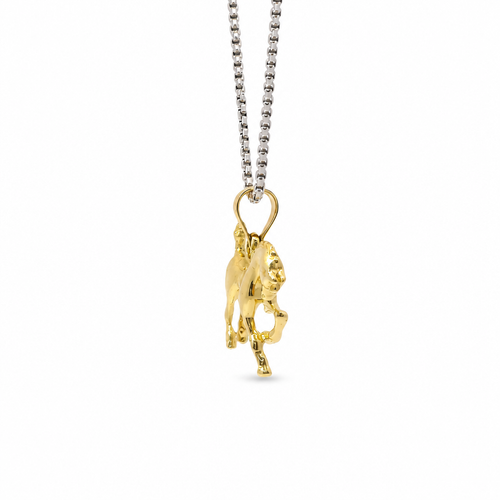 14KT Gold Charm Mini 3D Horse with Plain Bell