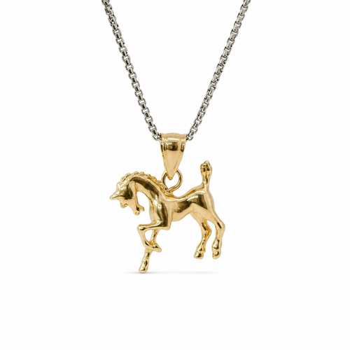 14KT Gold Charm Mini 3D Horse with Plain Bell
