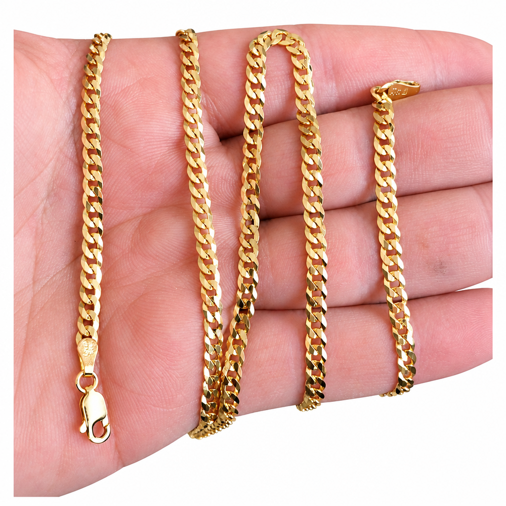 14KT Gold Bracelet Hollow Flat Miami Cuban with Plain Lobster Clasp 4.5mm