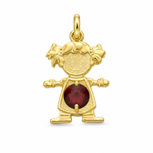 14KT Gold Charm Girl with Yellow CZ Stone Belly and Plain Bell