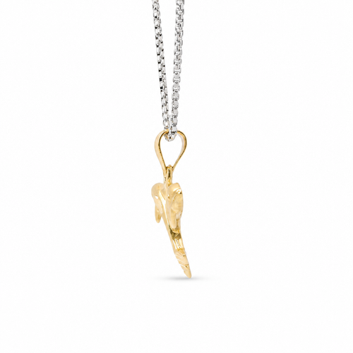 14KT Gold Charm Two Medium Diamond Cut Jumping Dolphins with Plain Bell