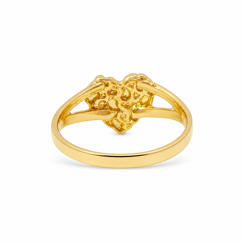 14KT Gold Ring Women's Small Nugget Heart Shape with Plain Split Band