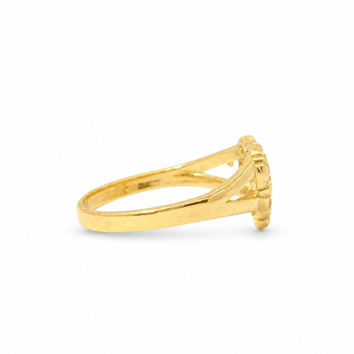 14KT Gold Ring Women's Small Nugget Heart Shape with Plain Split Band