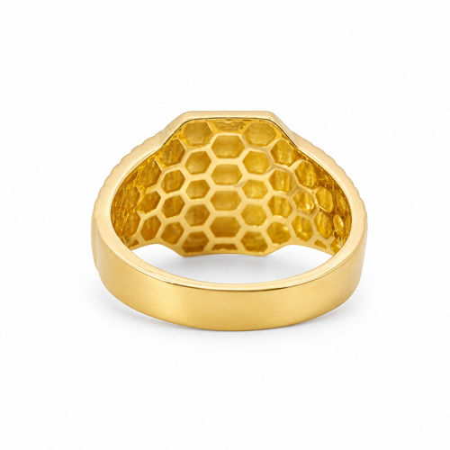 14KT Gold Ring Women's Engravable Rectangle with Watch Band Sides