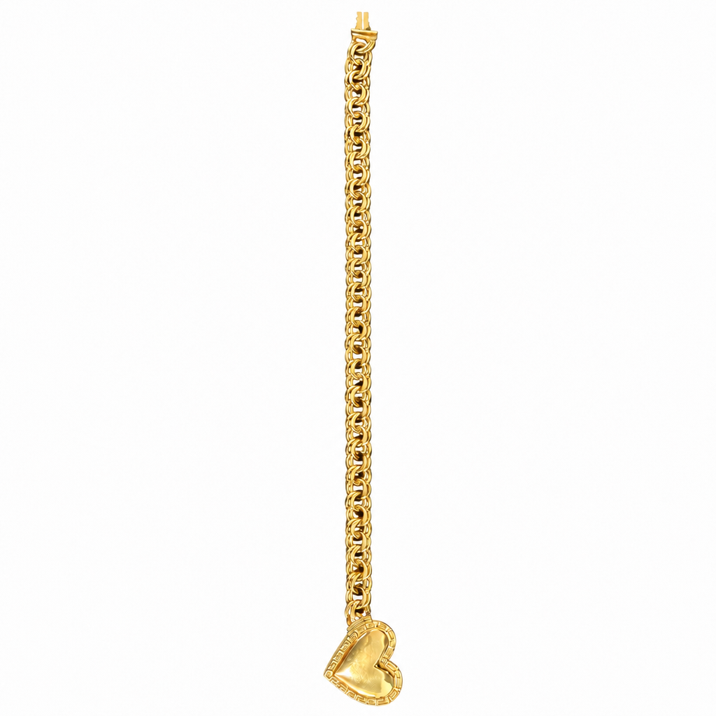 14KT Gold Bracelet Hollow Greek Chino Heart 5mm