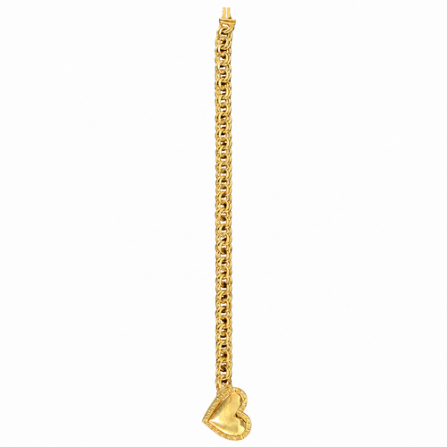 14KT Gold Bracelet Hollow Greek Chino Heart 5mm