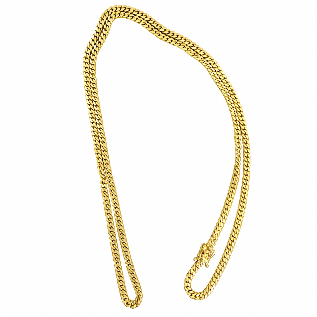 14KT Gold Chain Solid Cuban Link with Plain Clasp 1.5mm