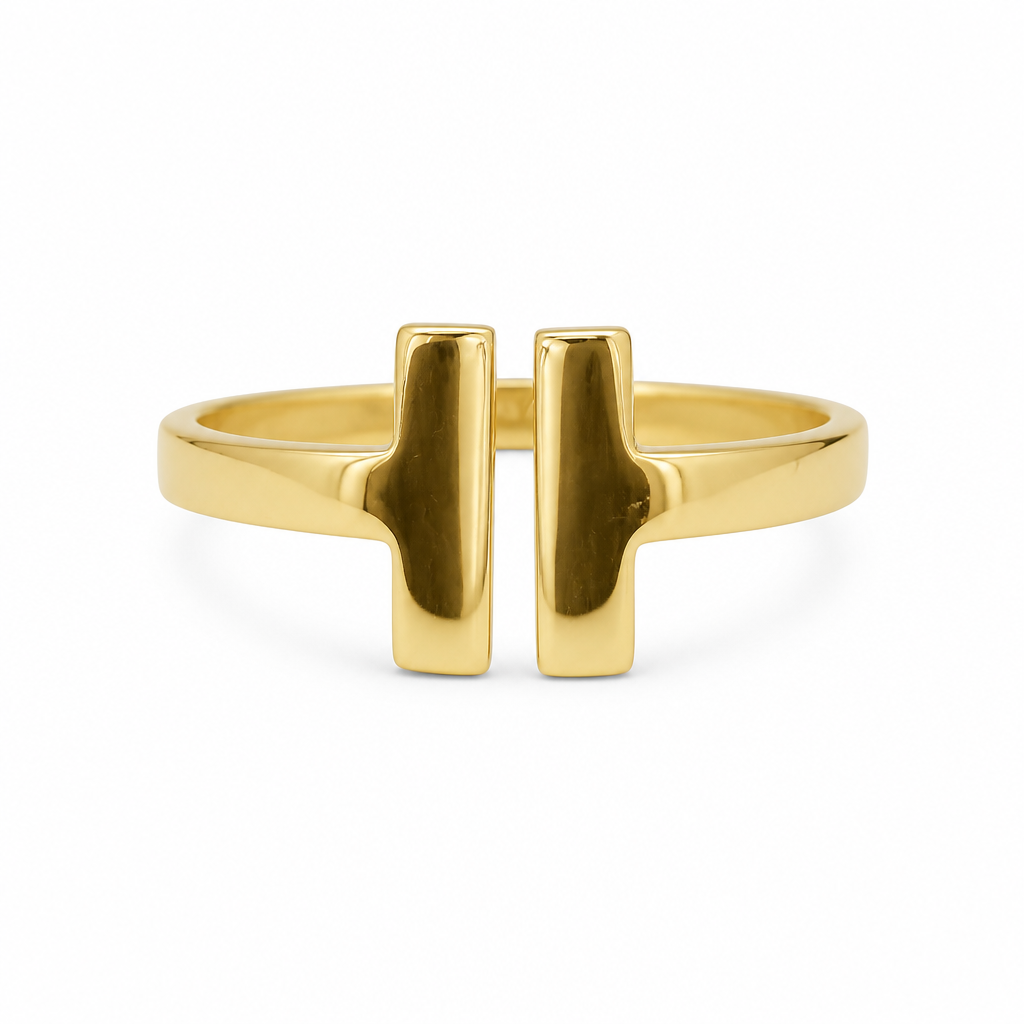 14KT Gold Ring Women's Light Weight Split Bar Band