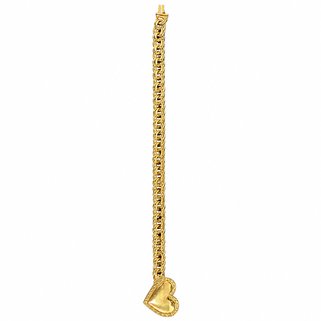 14KT Gold Bracelet Hollow Greek Chino Heart 4.5mm