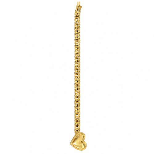 14KT Gold Bracelet Hollow Greek Chino Heart 3mm