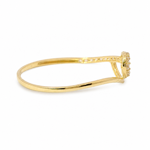 14KT Gold Ring Women's Light Weight White CZ Stone Fashion Belt Bypass Band