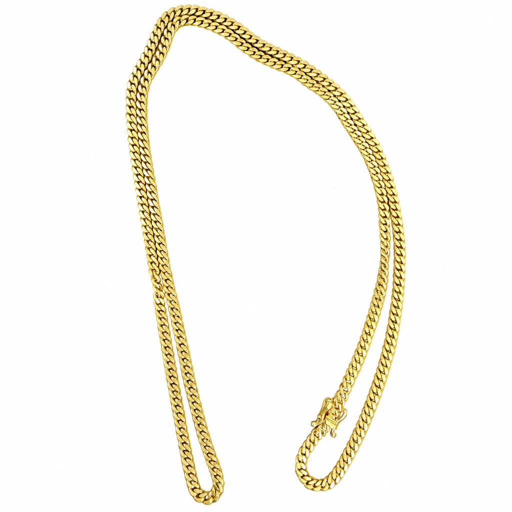 14KT Gold Chain Solid Cuban Link with Plain Clasp 9mm