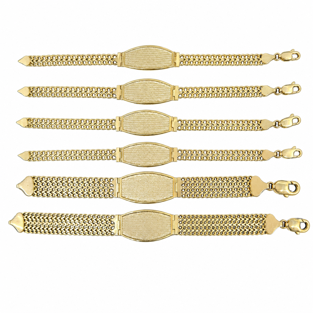 14KT Gold Bracelet Hollow Petetillo Plain Name Plate 1mm