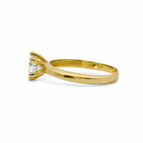 14KT Gold Women's Ring 6 Prong White Solitaire Classic Plain Band