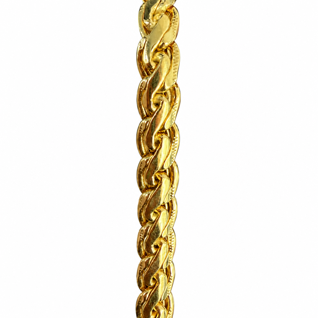 14K Gold Bracelet Women's Fancy 3D Link with Jumbo Plain Spring Lock Clasp