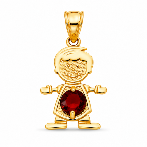 14KT Gold Charm Boy with Yellow CZ Stone Belly and Plain Bell