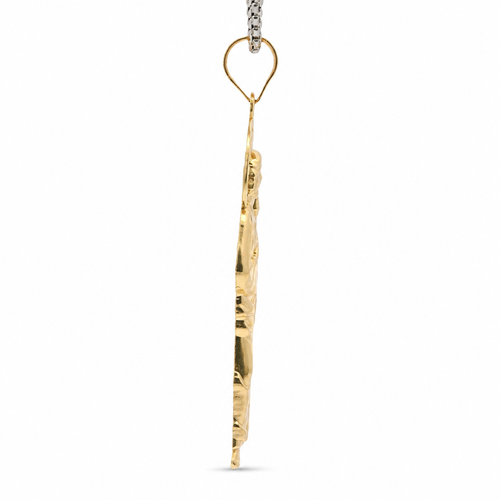 14KT Gold Charm Medium Right Staff Sunray Halo St Jude with Plain Bell