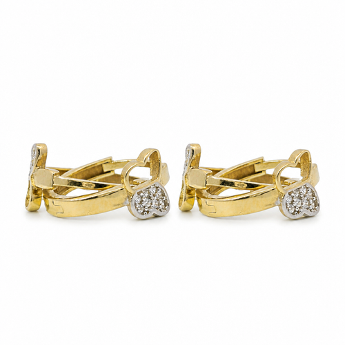 14KT Gold Earring Medium Butterfly with One White CZ Stones Wing Huggie