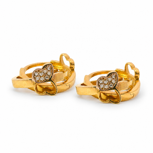 14KT Gold Earring Medium Butterfly with One White CZ Stones Wing Huggie