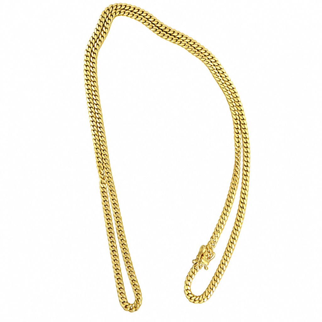 14KT Gold Chain Solid Cuban Link with Plain Clasp 5mm