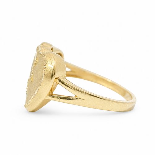 14KT Gold Ring Women's Double Heart Center Connected with Star and Plain Split Band