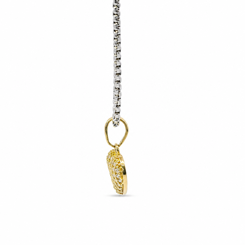 14KT Gold Charm Extra Small White CZ Stone Heart with Plain Oval Bell