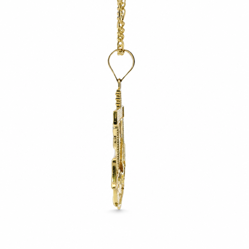 14KT Gold Charm Large Two Tone Eagle Anchor with Plain Bell