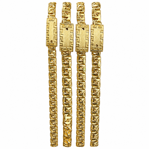 14KT Gold Chain Hollow T Bar Greek Chino Link with Greek Pin Lock 7.5mm