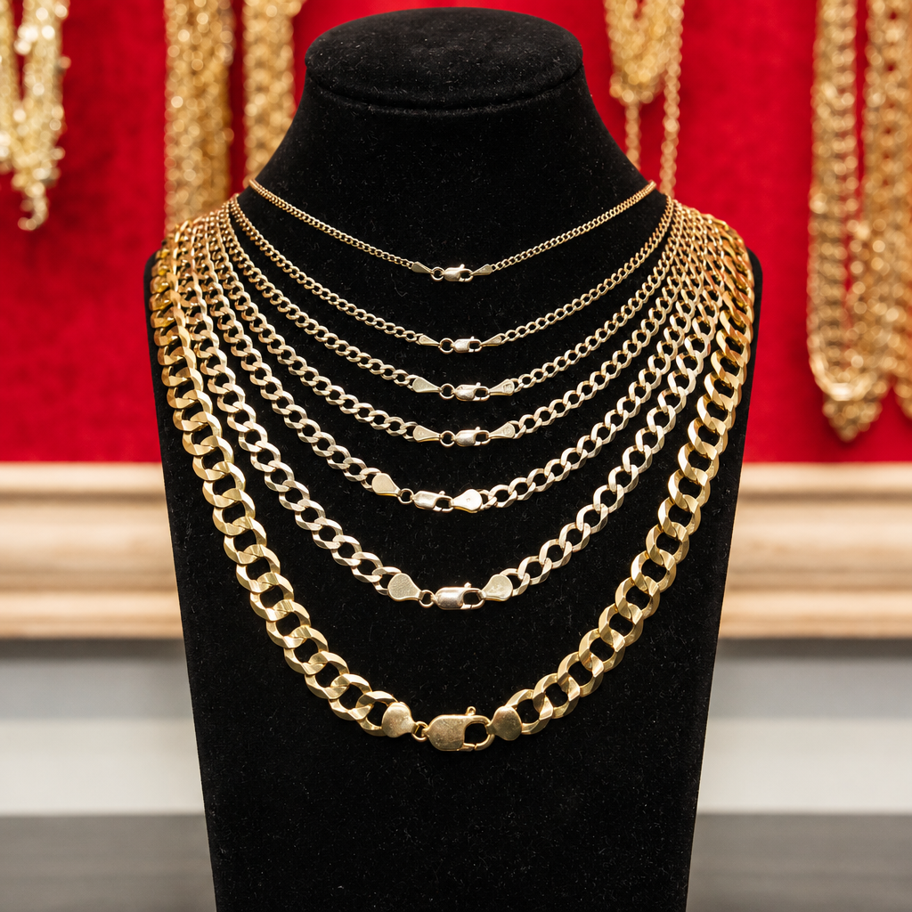 14KT Gold Chain Solid Curb 4.5mm