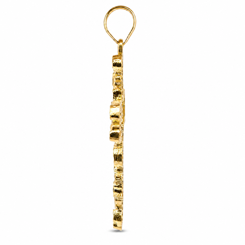 14KT Gold Charm Small Nugget Cross with Plain Bell